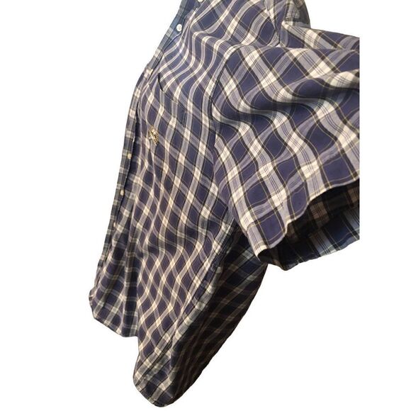 Cinch blue and white shirt sleeve cotton plaid button up shirt - Picture 4 of 11